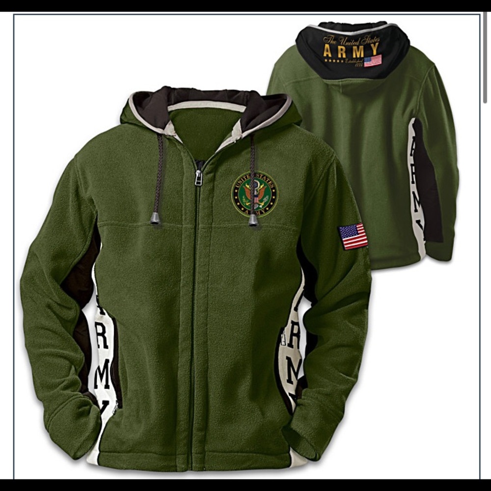 Bradford Exchange Army Hooded Fleece Jacket Gem
